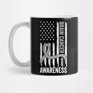 Brain Cancer Awareness USA Flag Brain Tumor Patriotic Mug